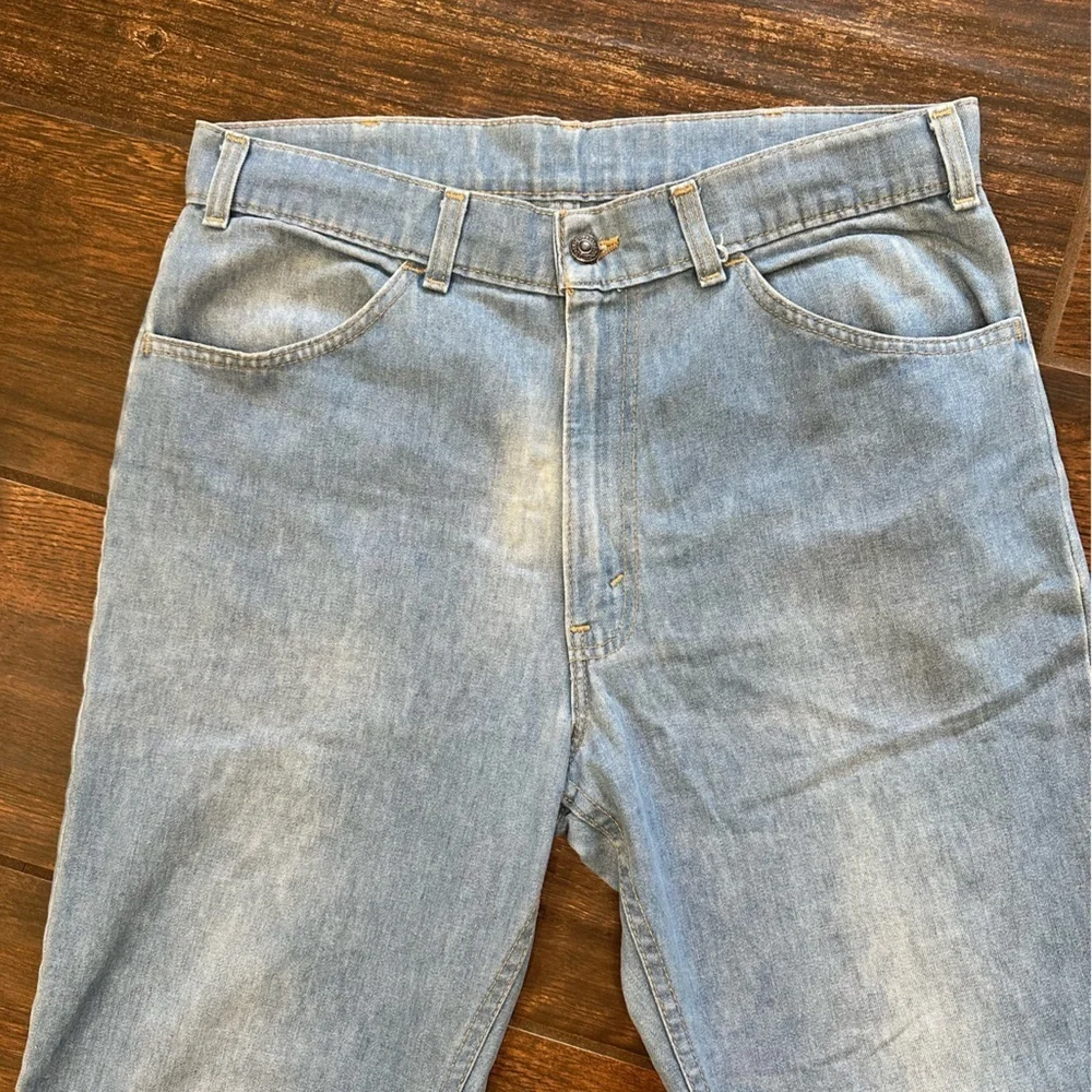 Vintage 1970 Levis 530 Orange Tab Straight Leg Denim Jeans 80s Men's Sz 34 / 32